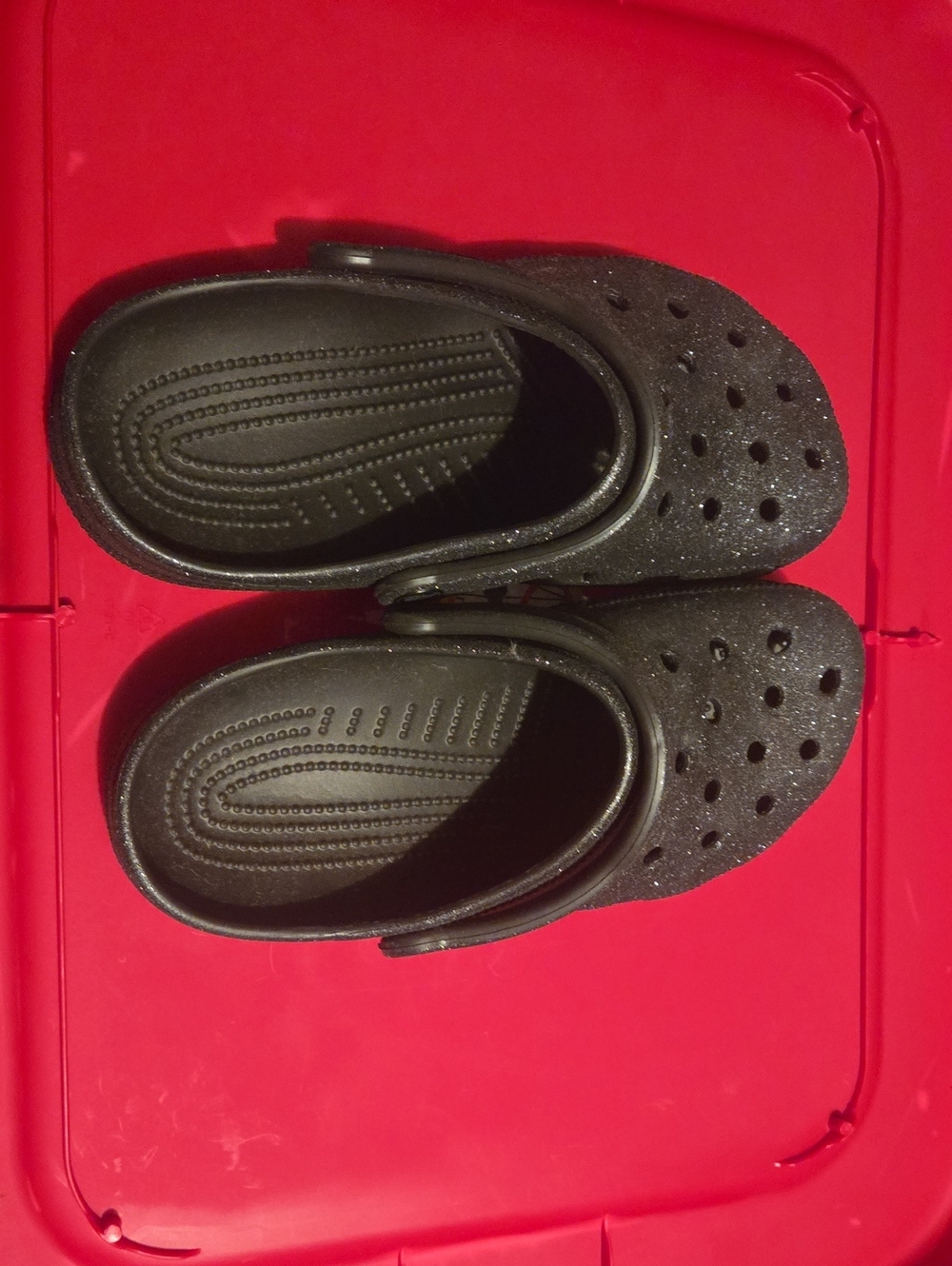 Adult Black Glitter Clog Shoes